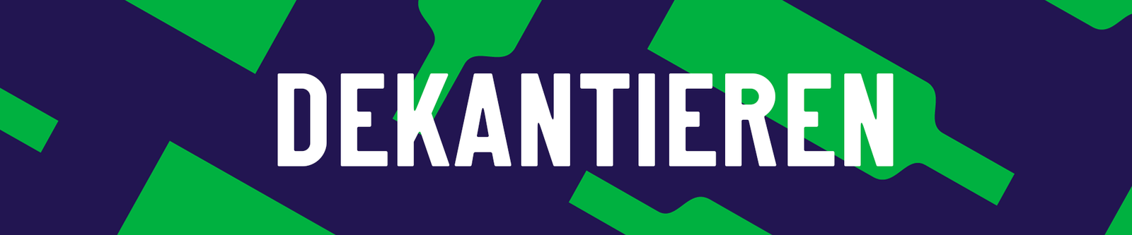 Das Wort Dekantieren auf einen Flaschenfeld.