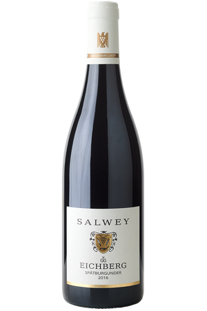Eine Flasche deutscher Rotwein aus Spätburgunder in einer Burgunder Flasche mit weisser Kapsel.