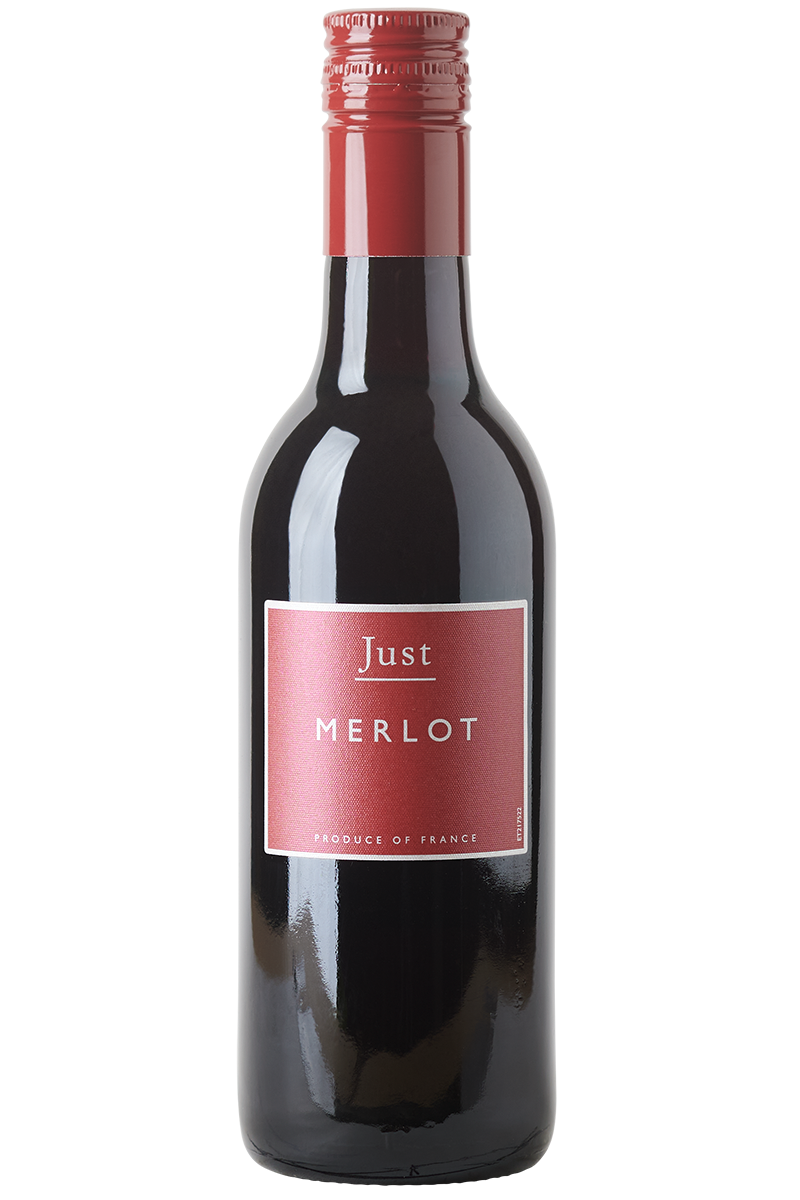 Eine Flasche Rotwein in einer kleinen Bordeaux-Flasche mit einem roten Schraubverschluss.