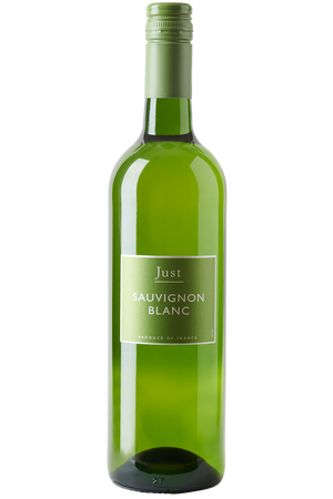 Eine Flasche französischer Weißwein in einer Bordeaux-Flasche mit einem grünen Schraubverschluss.