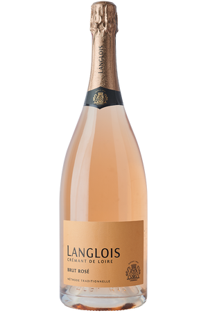 Eine Flasche französischer Rosé Crémant in einer Magnum Sektflasche mit einer Kupfer farbenen Kapsel.