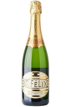 Eine Flasche französischer Sekt in einer grünen Sektflasche mit einer goldenen Kapsel.