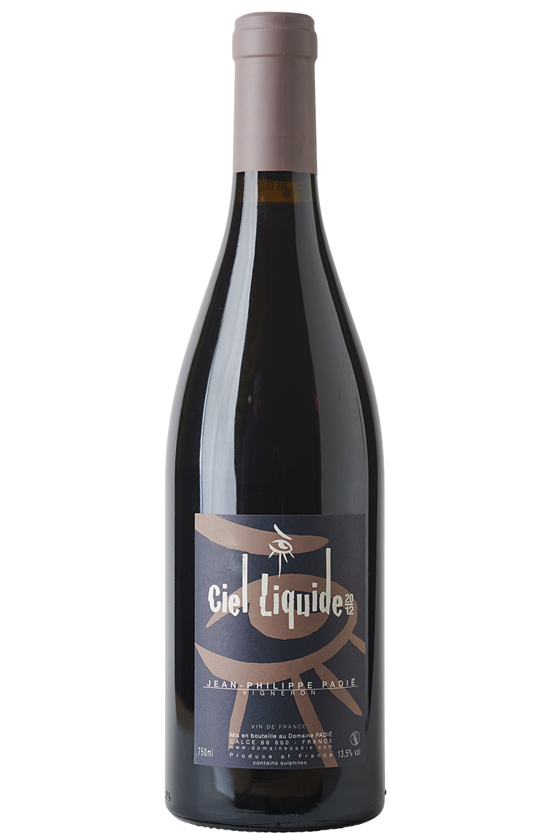 Eine Flasche französischer Rotwein in einer Burgunderflasche mit einer lilafarbenen Kapsel.