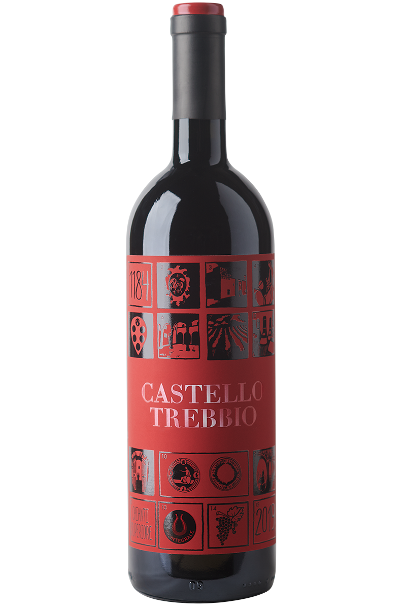 Eine Flasche italienischer Bio Rotwein in einer Bordeauxflasche mit schwarzer Kapsel.