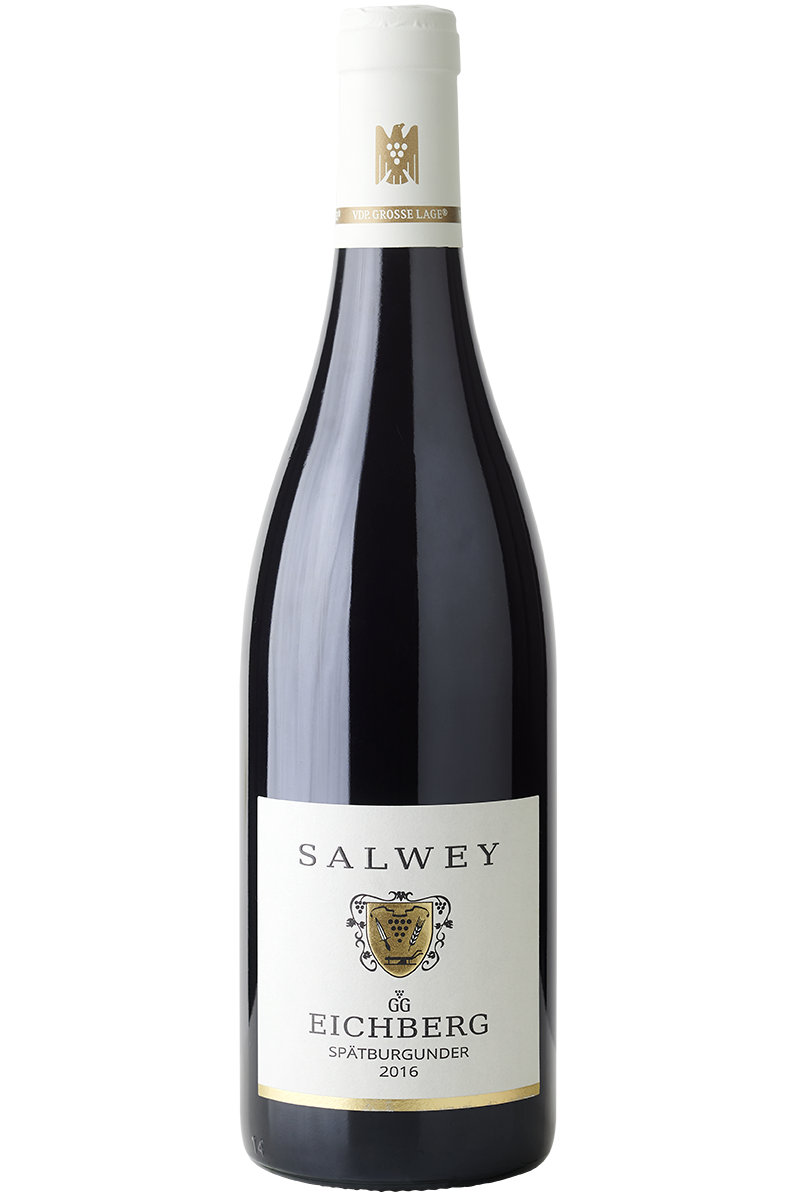 Eine Flasche deutscher Rotwein aus Spätburgunder in einer Burgunder Flasche mit weisser Kapsel.