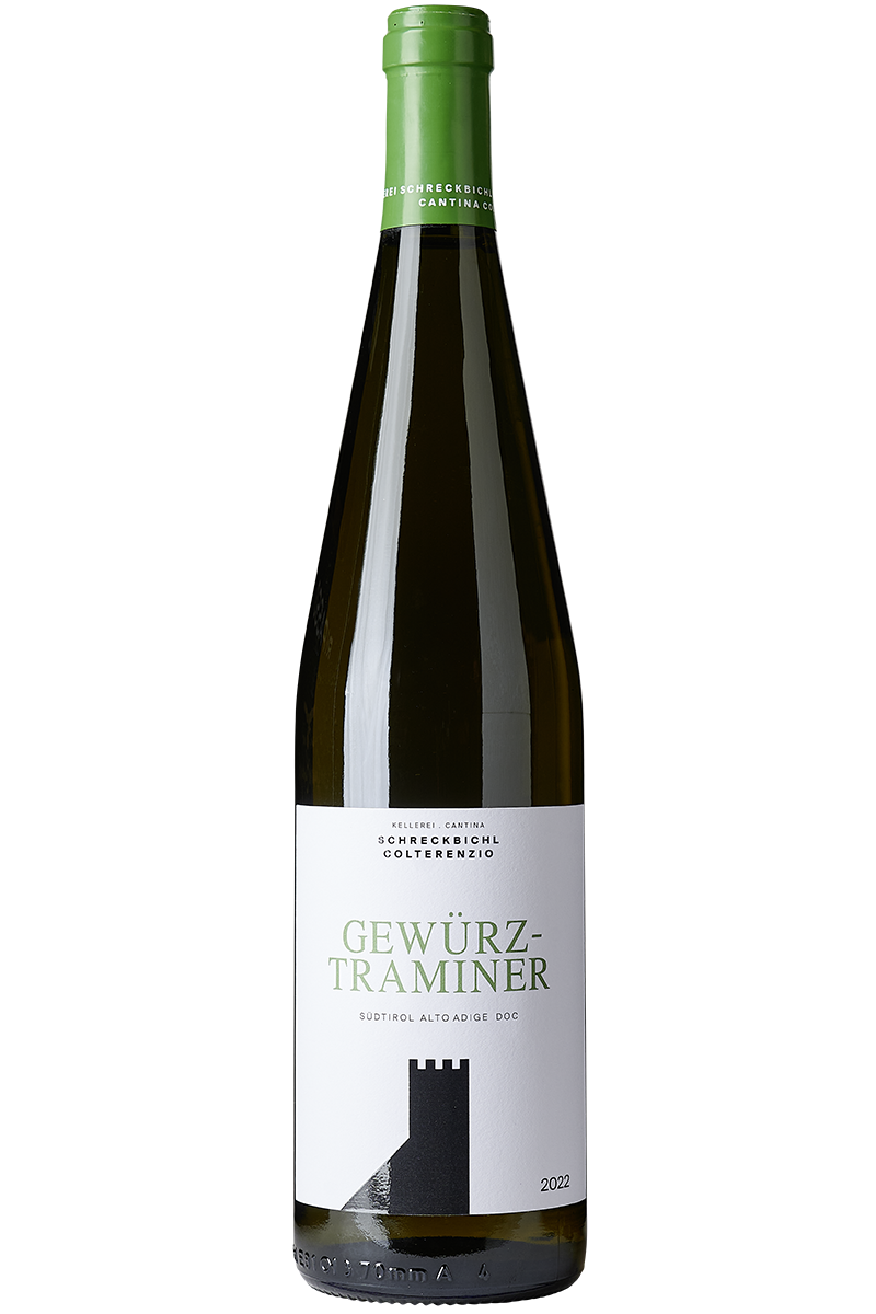 Eine Flasche italienischer Weißwein in einer Schlegelflasche mit einer grünen Kapsel.