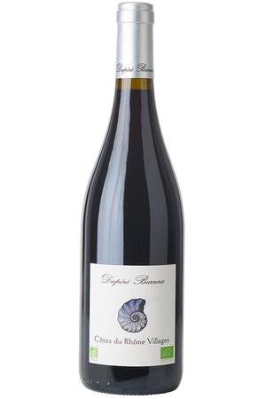 Eine Flasche französischer Bio Rotwein Cuvée in einer Burgunderflasche mit einer silbernen Kapsel.