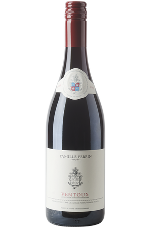 Eine Flasche französischer Rotwein in einer Burgunder Flasche mit einem roten Schraubverschluss.