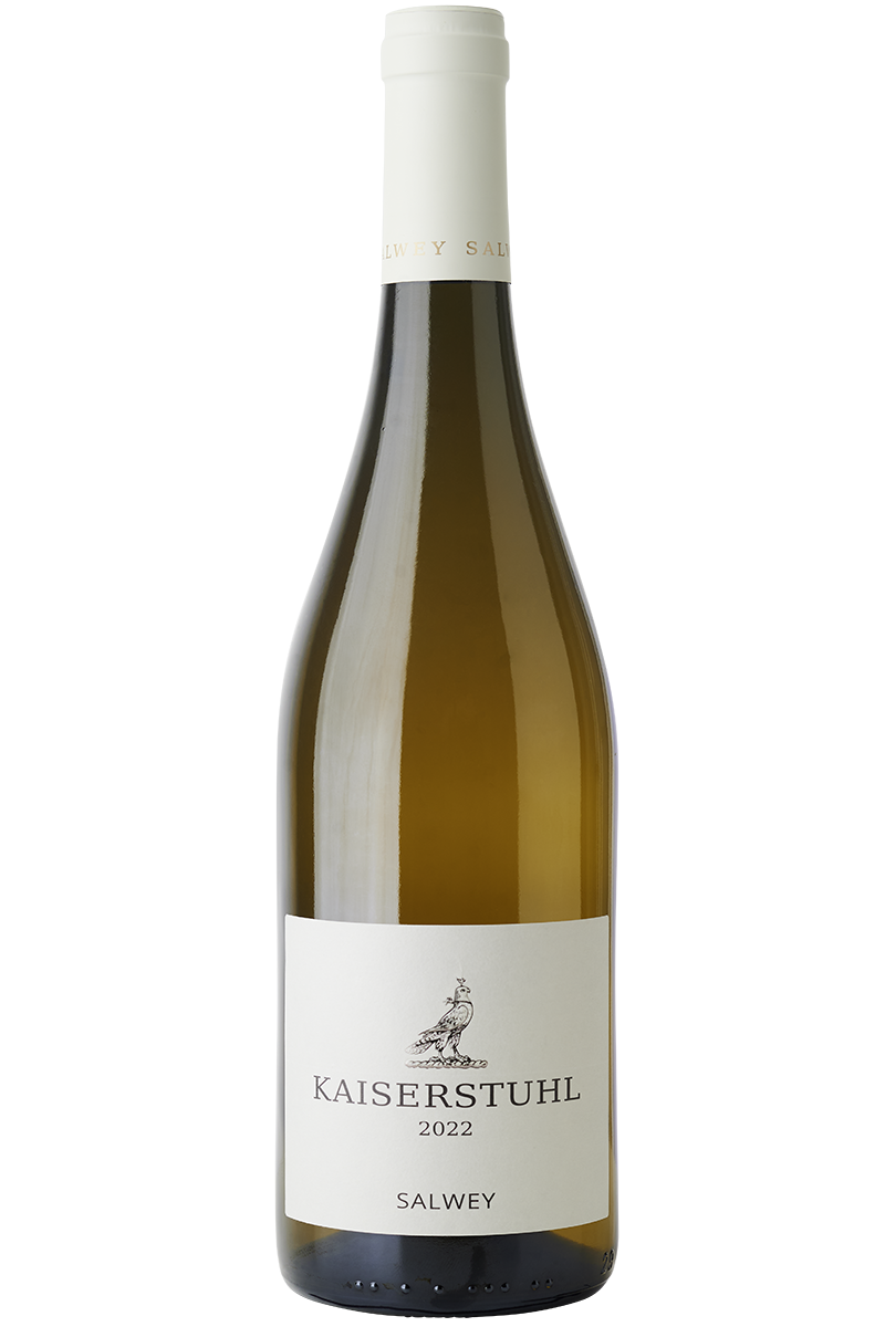 Eine Flasche Deutscher Weisswein in einer Burgunder Flasche mit weisser Kapsel.