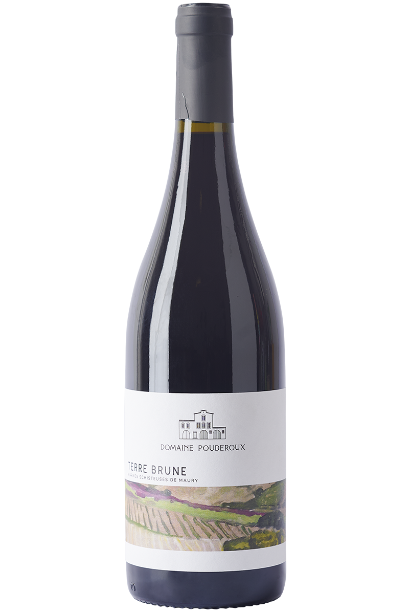 Eine Flasche französischer Bio Rotwein in einer Burgunderflasche mit schwarzer Kapsel.