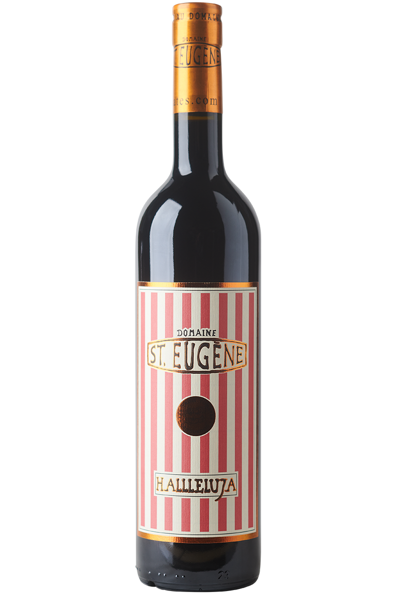 Eine Flasche französischer Rotwein in einer Bordeaux Flasche mit schwarzer Kapsel.