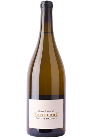 Eine Flasche französischer Bio Weißwein aus Sauvignon Trauben in einer Magnum Flasche mit einer schwarzen Kapsel.