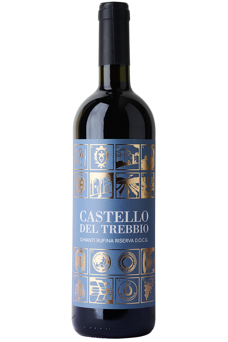 Eine Flasche italienischer Bio Rotwein in einer Bordeaux Flasche mit schwarzer Kapsel.