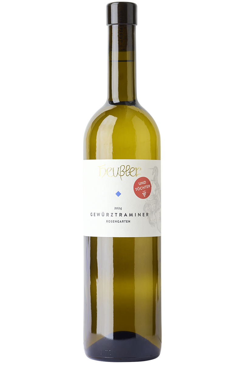 Eine Flasche deutscher Weisswein in einer Bordeaux Flasche ohne Kapsel.