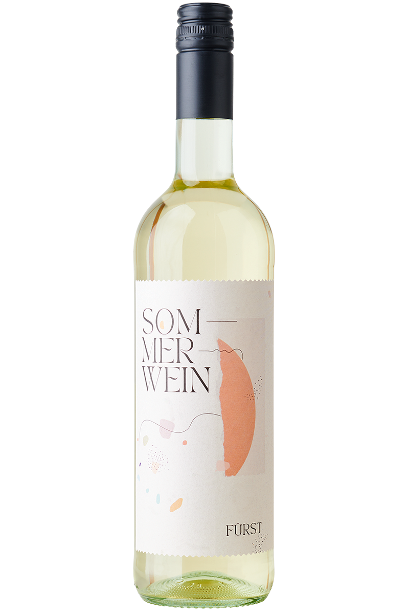 Eine Flasche deutscher Weisswein in einer Bordeaux Flasche mit schwarzem Schraubverschluss.