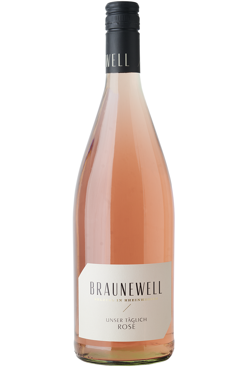 Eine Flasche deutscher Roséwein  in einer Literflasche mit schwarzem Schraubverschluss.