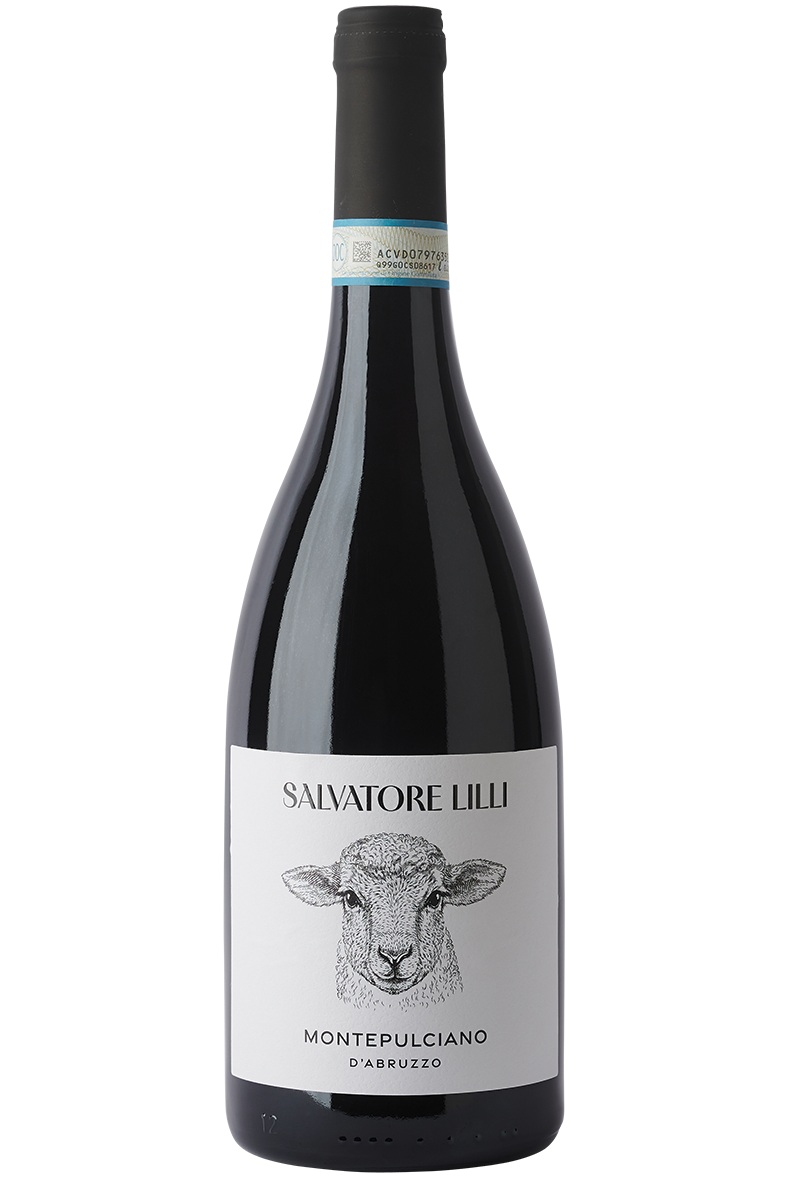 Eine Flasche italienischer Rotwein in einer Burgunder Flasche mit schwarzer Kapsel.