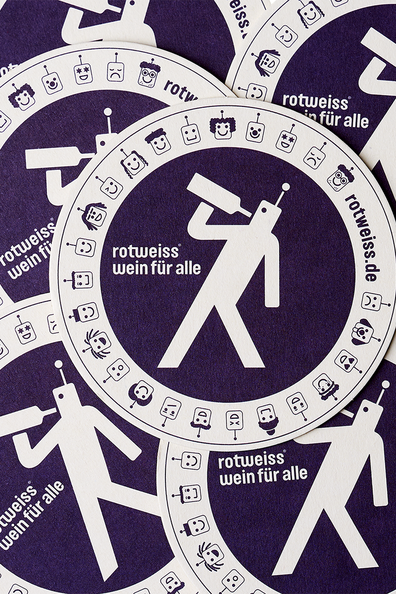 Ein 6er Set Weindeckel mit rotweiss Logo.