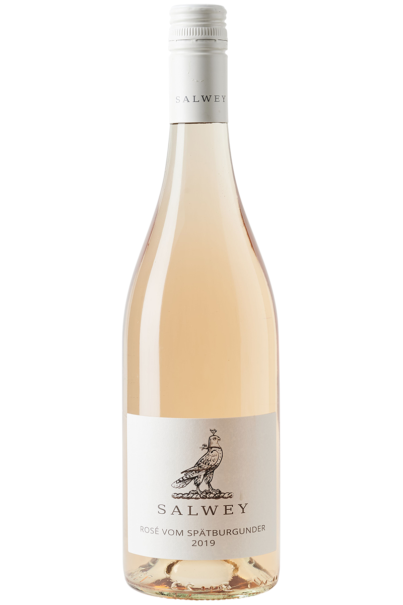 Eine Flasche deutscher rosé Wein in einer Burgunder Flasche mit einem weissen Schraubverschluss.