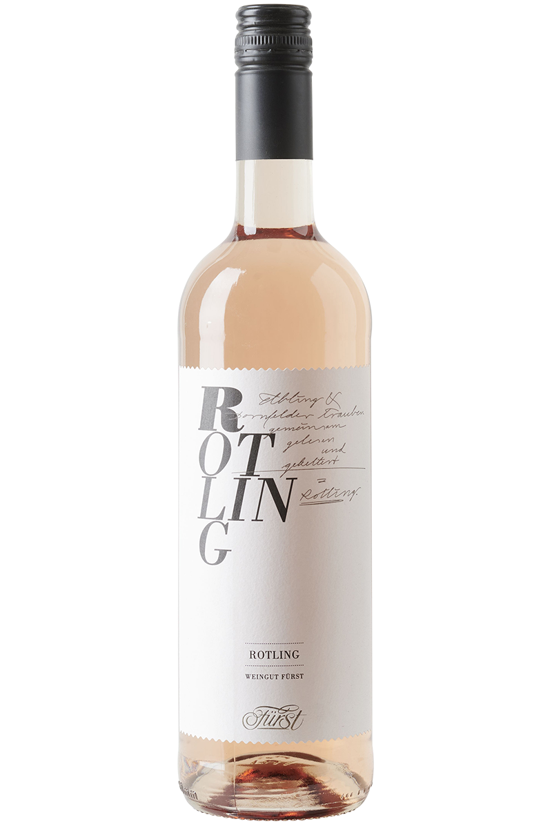 Eine Flasche deutscher Roséwein in einer Bordeauxflasche mit einem schwarzen Schraubverluss.