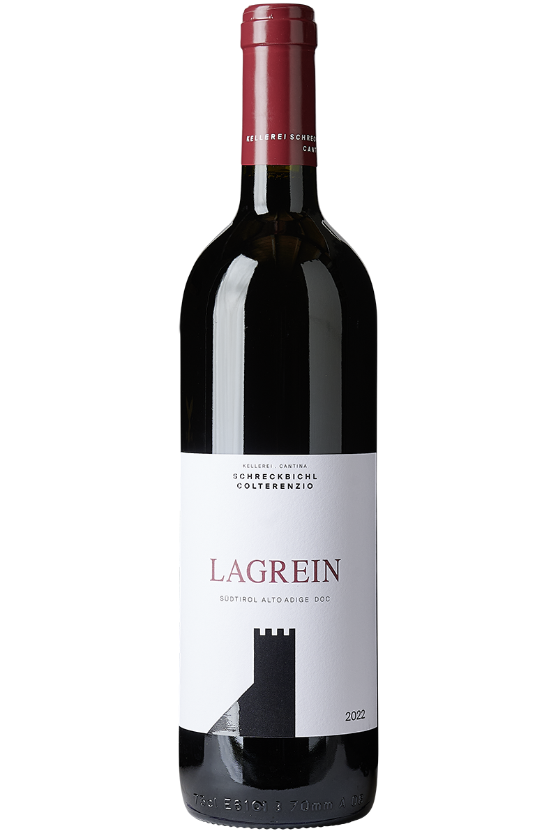 Eine Flasche italienischer Rotwein in einer Bordeaux Flasche mit einer roten Kapsel.