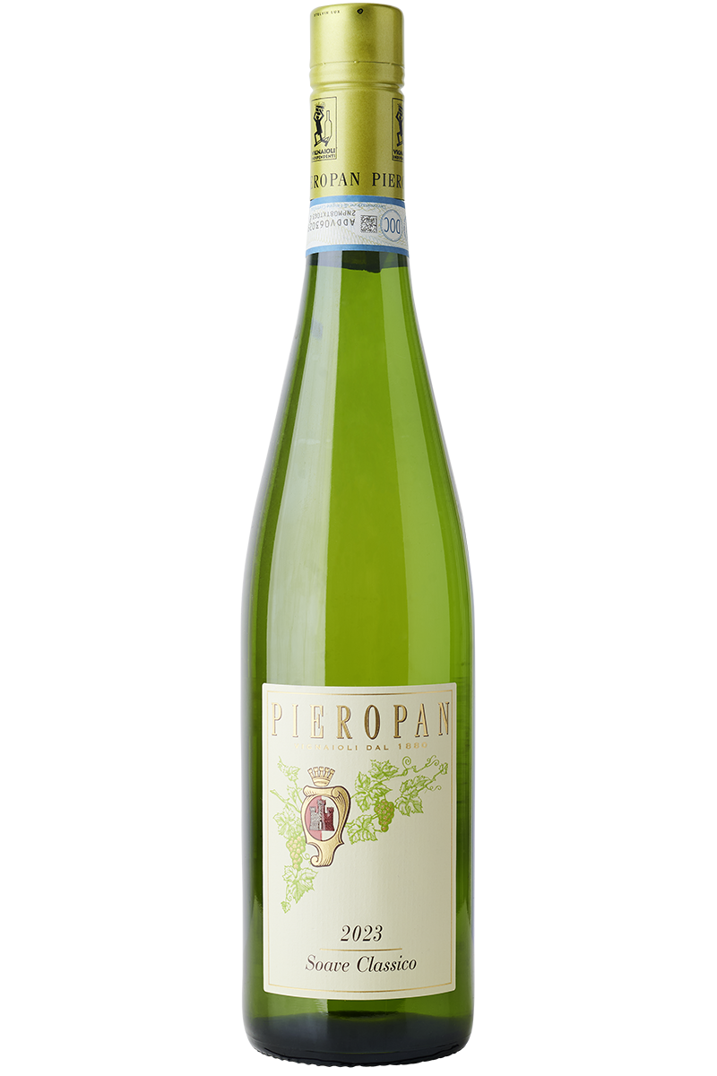 Einen Flasche italienischer Bio Weisswein in einer Schlegel Flasche mit einem grünen Schraubverschluss.