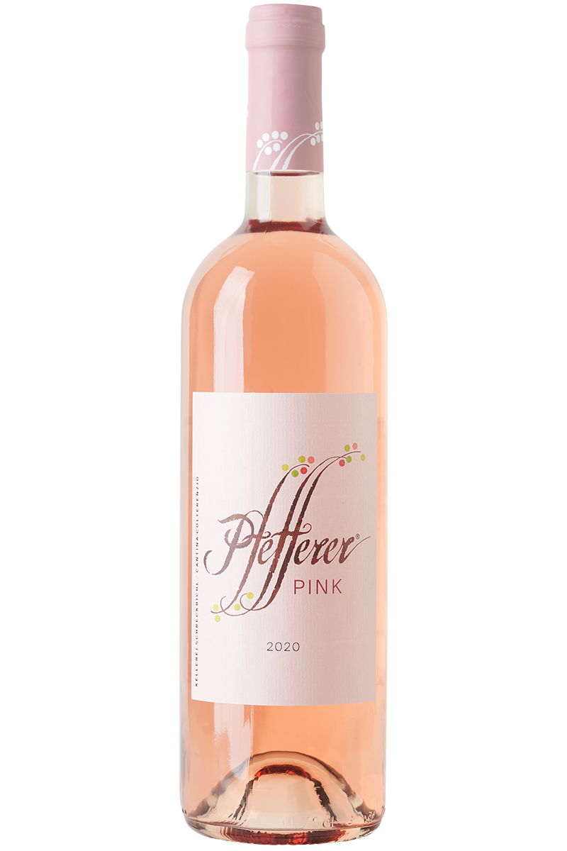 Eine Flasche italienischer Roséwein in einer Bordeaux Flasche mit einer rosa Kapsel.