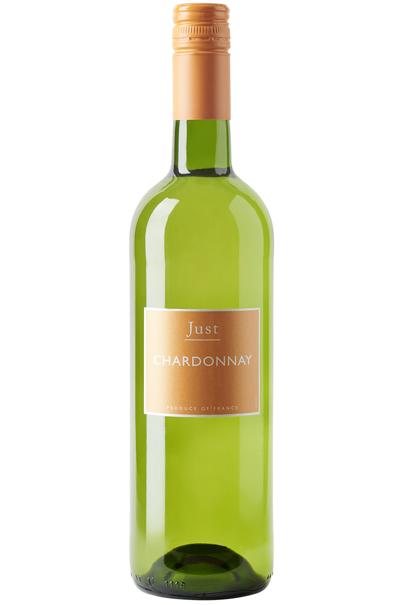 Eine Flasche Weißwein in einer Bordeaux-Flasche mit einem orangefarbenen Schraubverschluss.