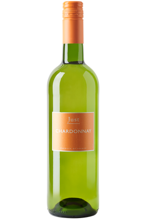 Eine Flasche Weißwein in einer Bordeaux-Flasche mit einem orangefarbenen Schraubverschluss.
