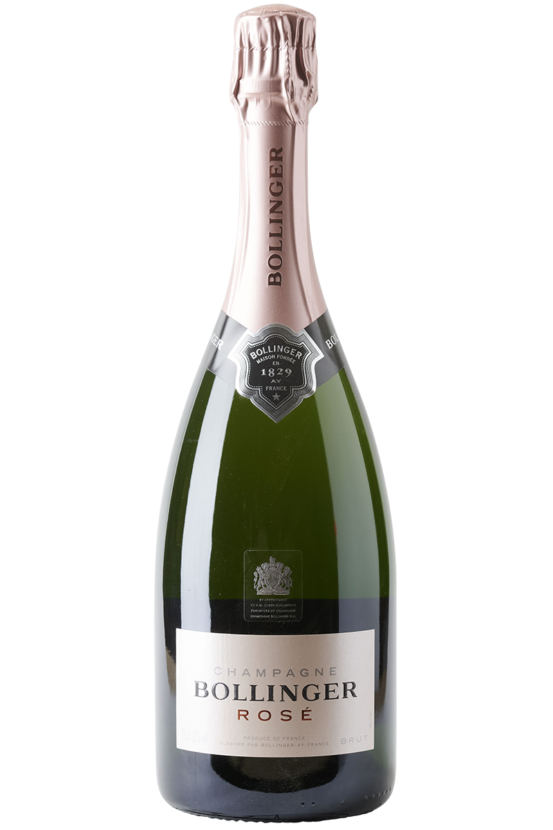 Eine Flasche Rosé Campagne von Bollinger in einer Sektflasche mit einer kupferfarbenen Kapsel.
