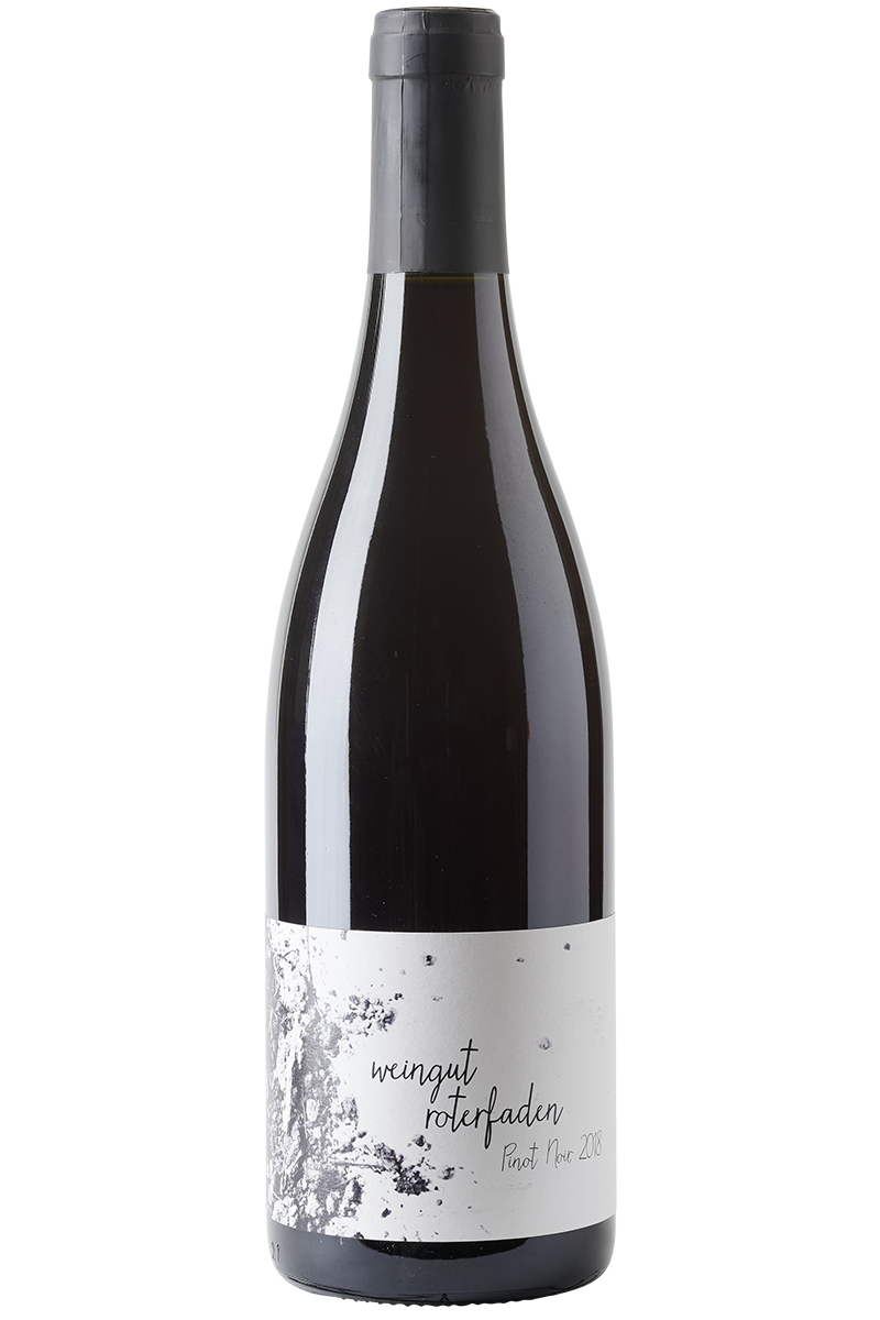 Eine Flasche deutscher Rotwein in einer Burgunderflasche mit einer schwarzen Kapsel.