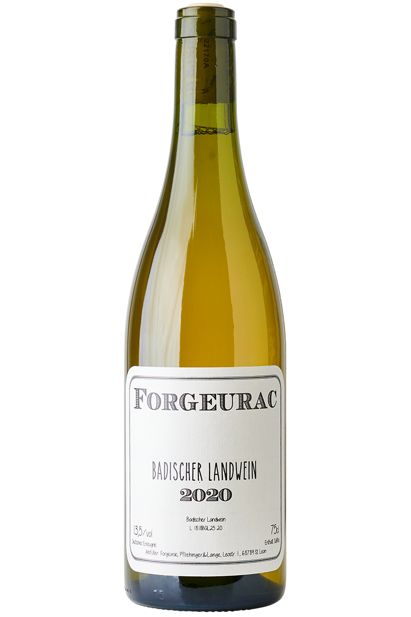 Eine Flasche deutscher Weißwein aus Weiss-, Spätburgunder und Chardonnay in einer Burgunder Flasche ohne Kapsel.